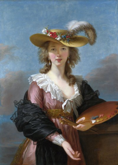 एक स्ट्रॉ टोपी में स्व-चित्र द्वारा Elisabeth Louise Vigee Lebrun